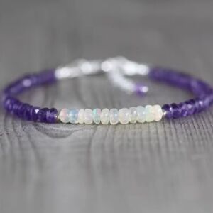 💜💜NEW💜💜 PRETTY!! Faceted Ethiopian Opal And Amethyst Bracelet